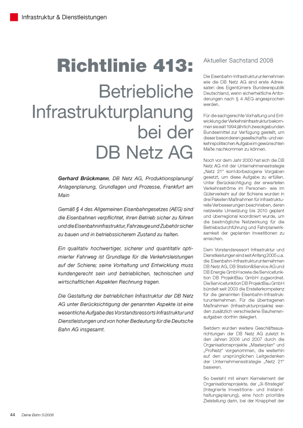 Richtlinie 413 Betriebliche Infrastrukturplanung bei der DB Netz AG