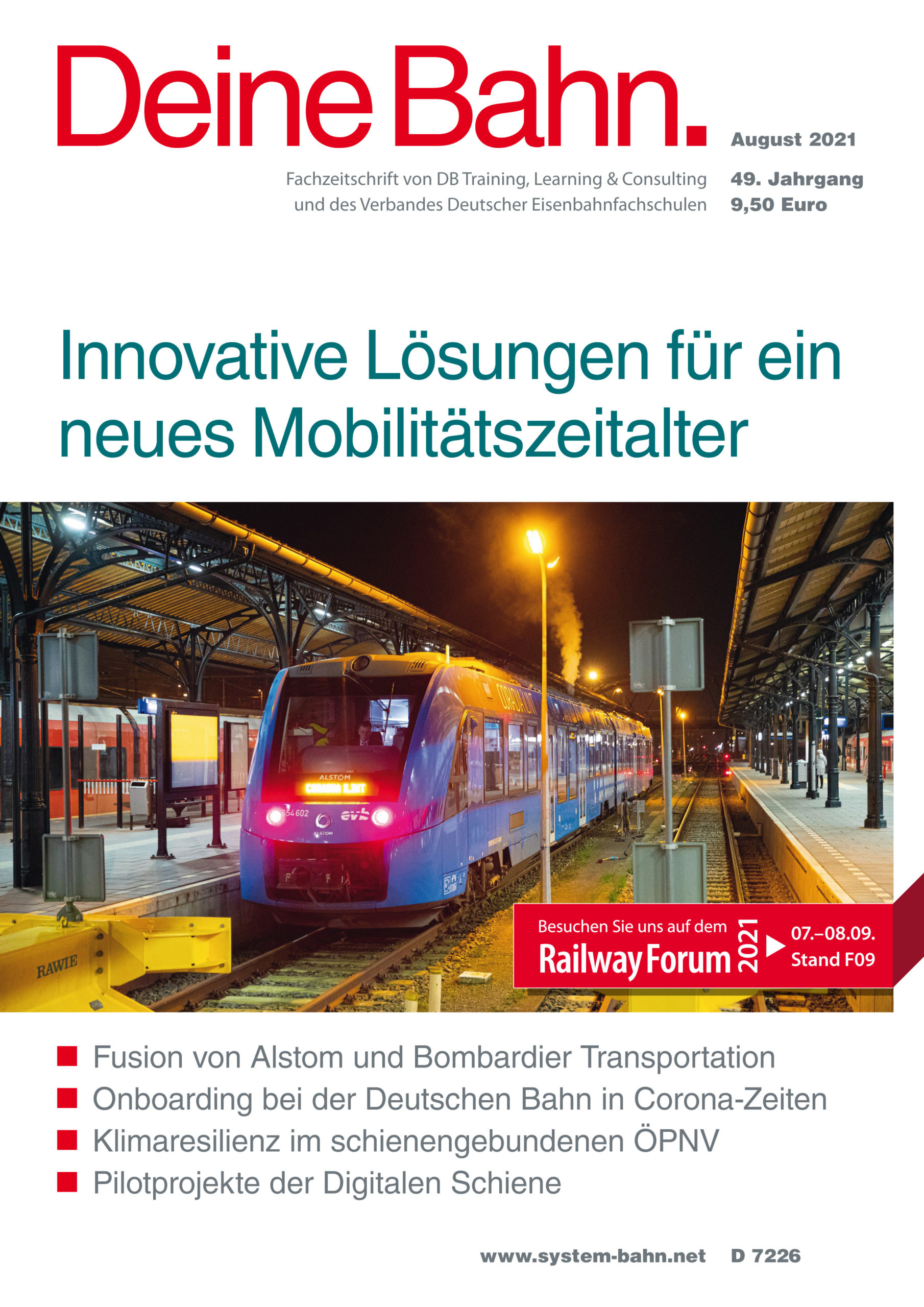 Umschlagmotiv Fachzeitschrift Deine Bahn August 2021