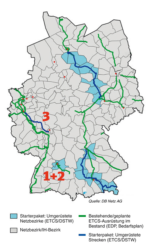 Deutschlandkarte mit farbigen Kennzeichnungen