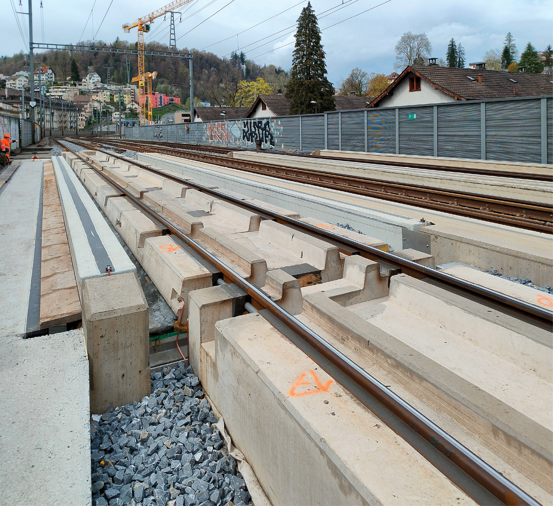 Die fertig installierte Feste Fahrbahn in Luzern