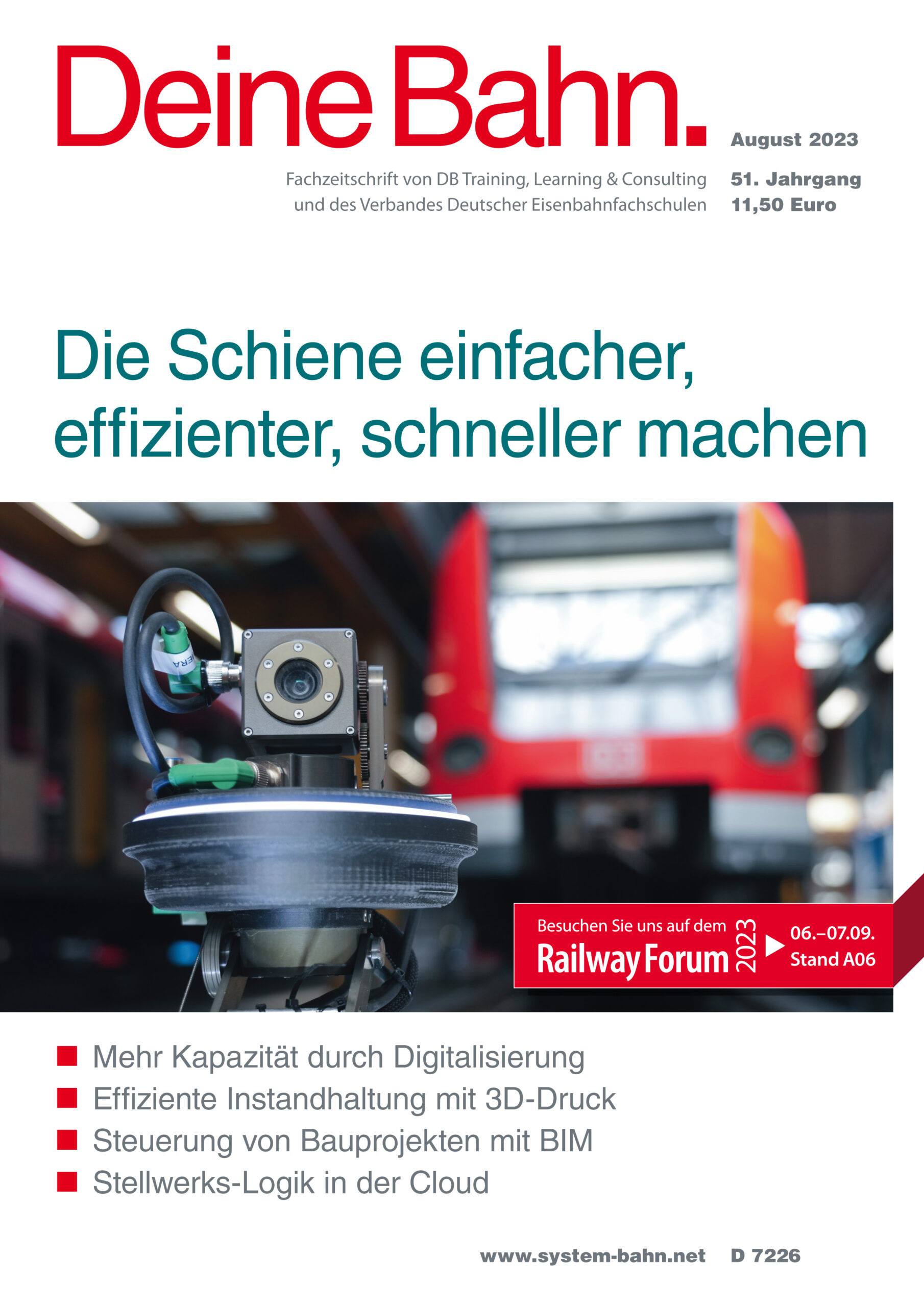 Umschlagmotiv Fachzeitschrift Deine Bahn August 2023