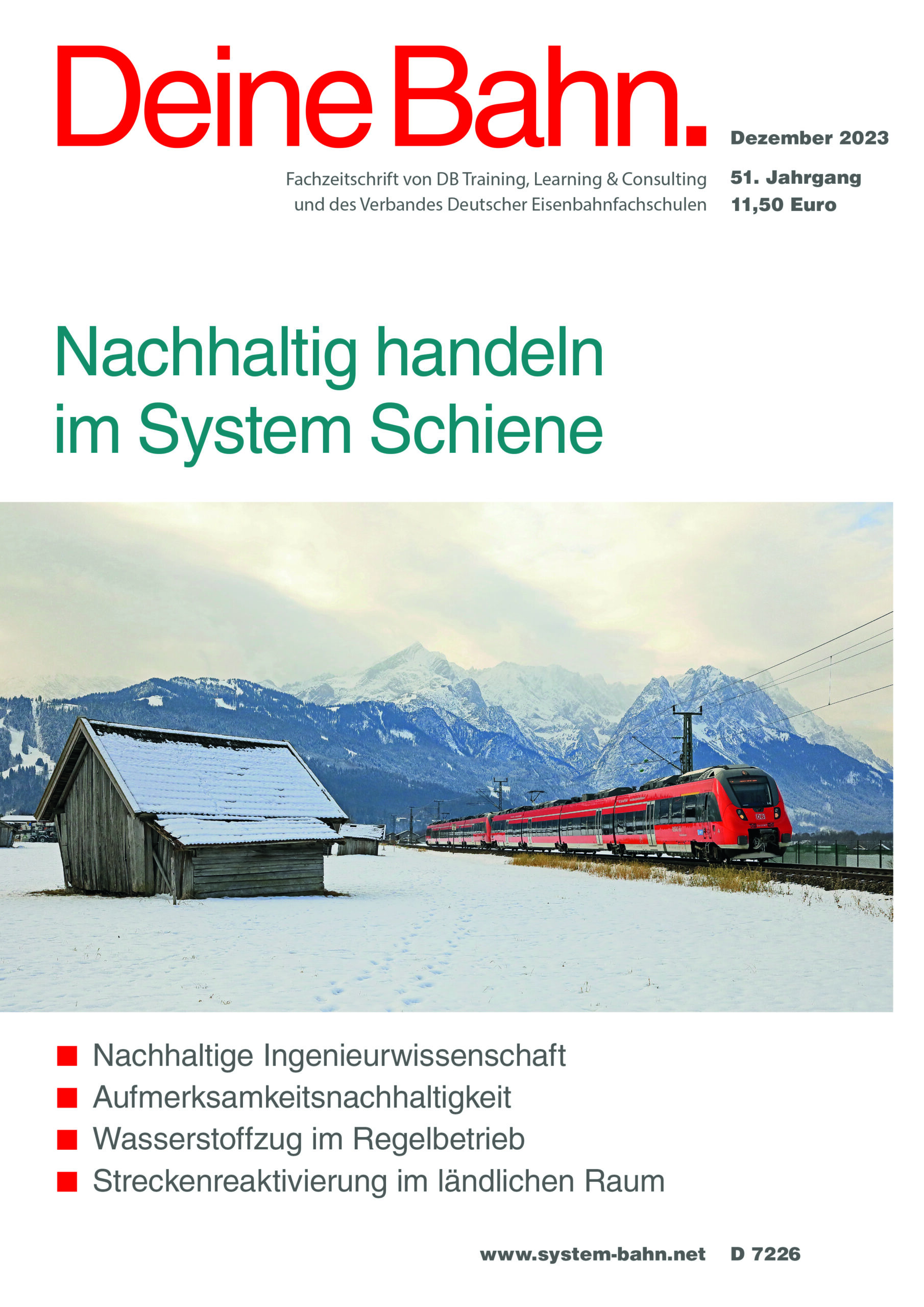 Umschlagmotiv Fachzeitschrift Deine Bahn Dezember 2023