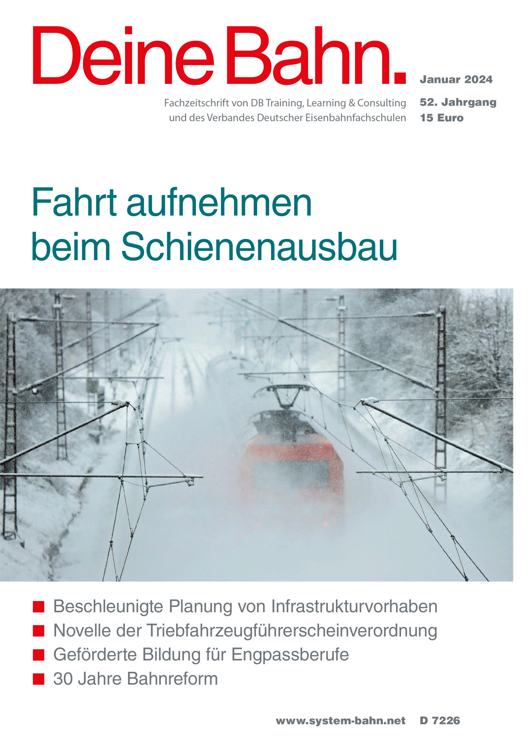 Umschlagmotiv Fachzeitschrift Deine Bahn Januar 2024