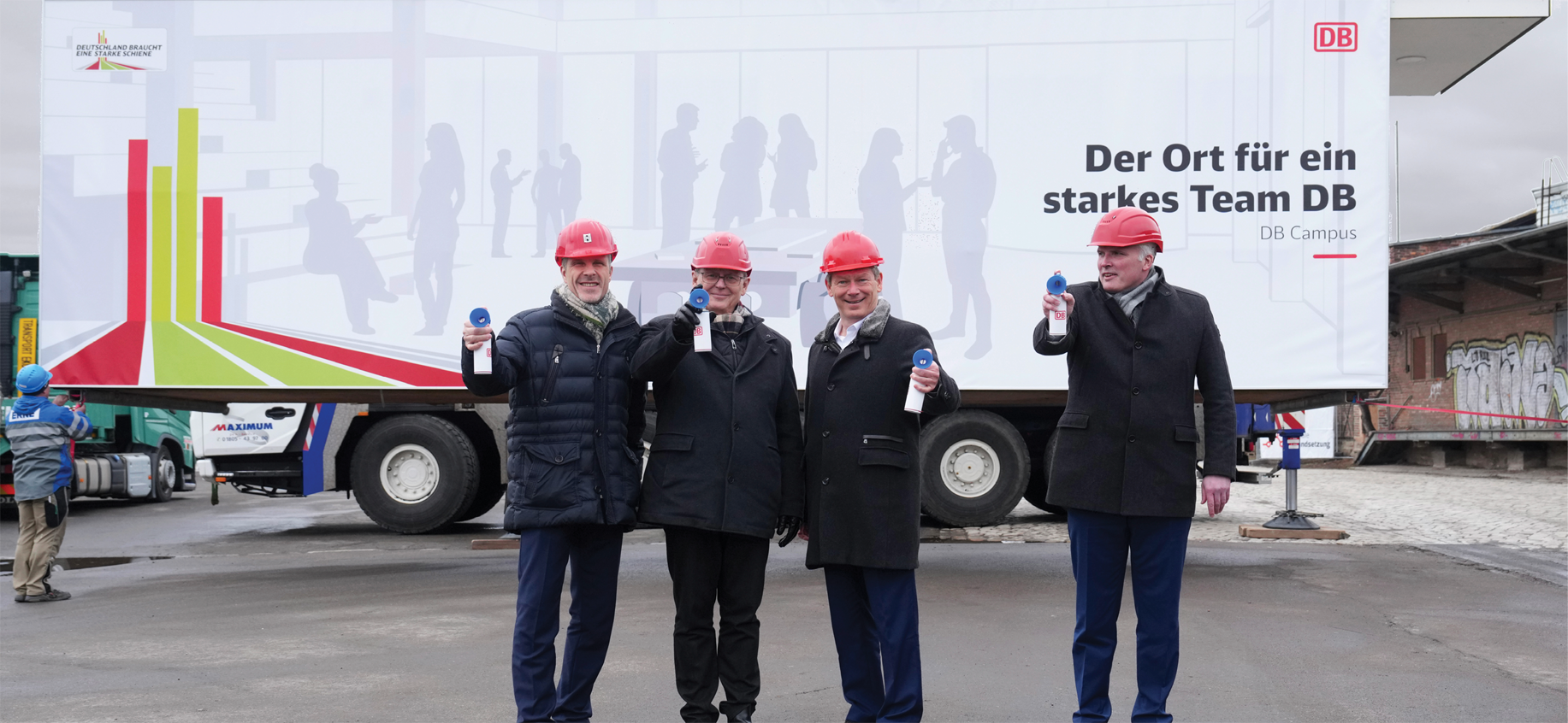 (v.l.) Martin Walden, Bodo Ramelow, Richard Lutz, Andreas Bausewein bei der Eröffnung des DB Campus in Erfurt