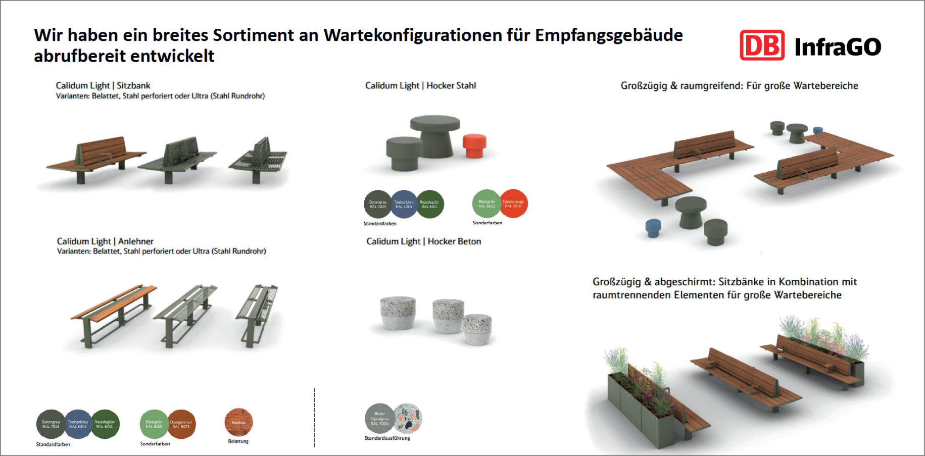 Neue Sitzmöbel im Ausstattungskatalog der Personenbahnhöfe